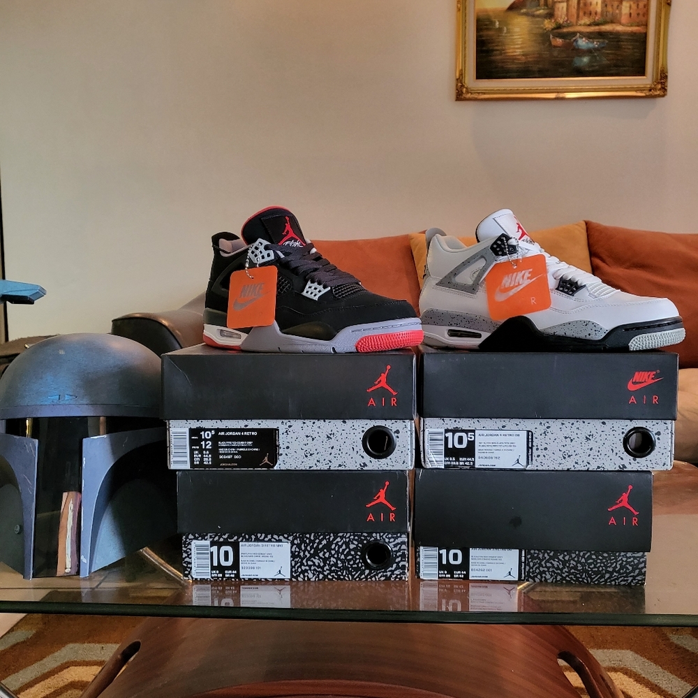 RETRO 4 BREDS AND WHITE CEMENTS SIZE 10.5 2016